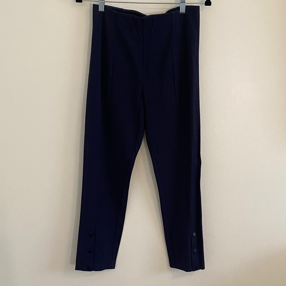 St. John Navy Blue Fitted Ankle Trouser With Snap Cuffs Size 4